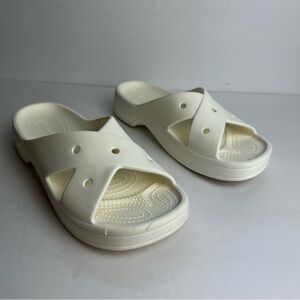 Crocs Platform Slide Sandals Women's Size 10 WIDE Shoes White Waterproof Summer